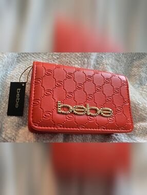 Red Quilted Women's Wallet with Gold Accent